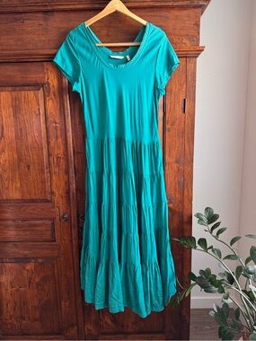Soft Surroundings Kara Tiered Midi Dress Teal